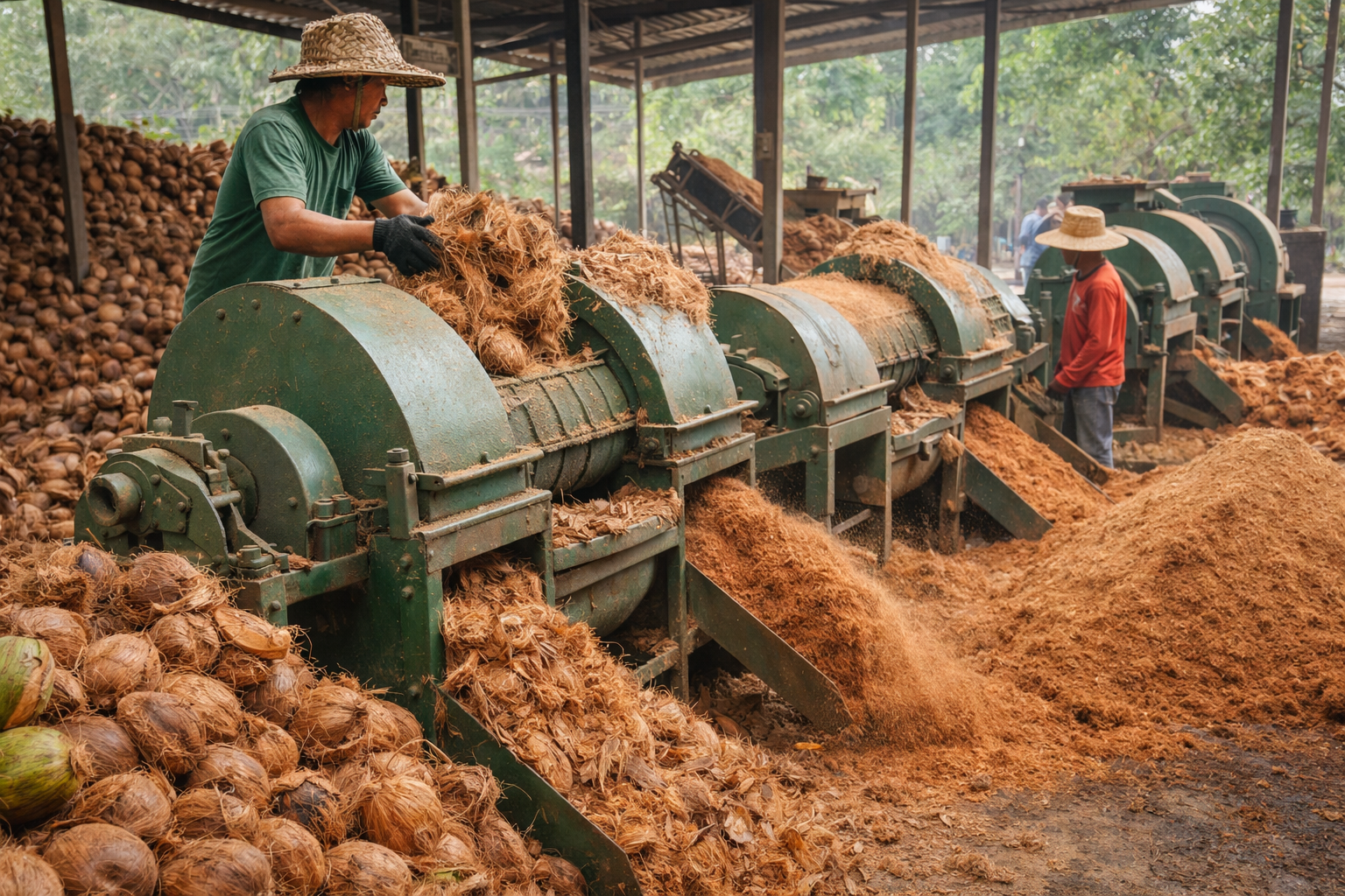 Decortication machine separating fiber