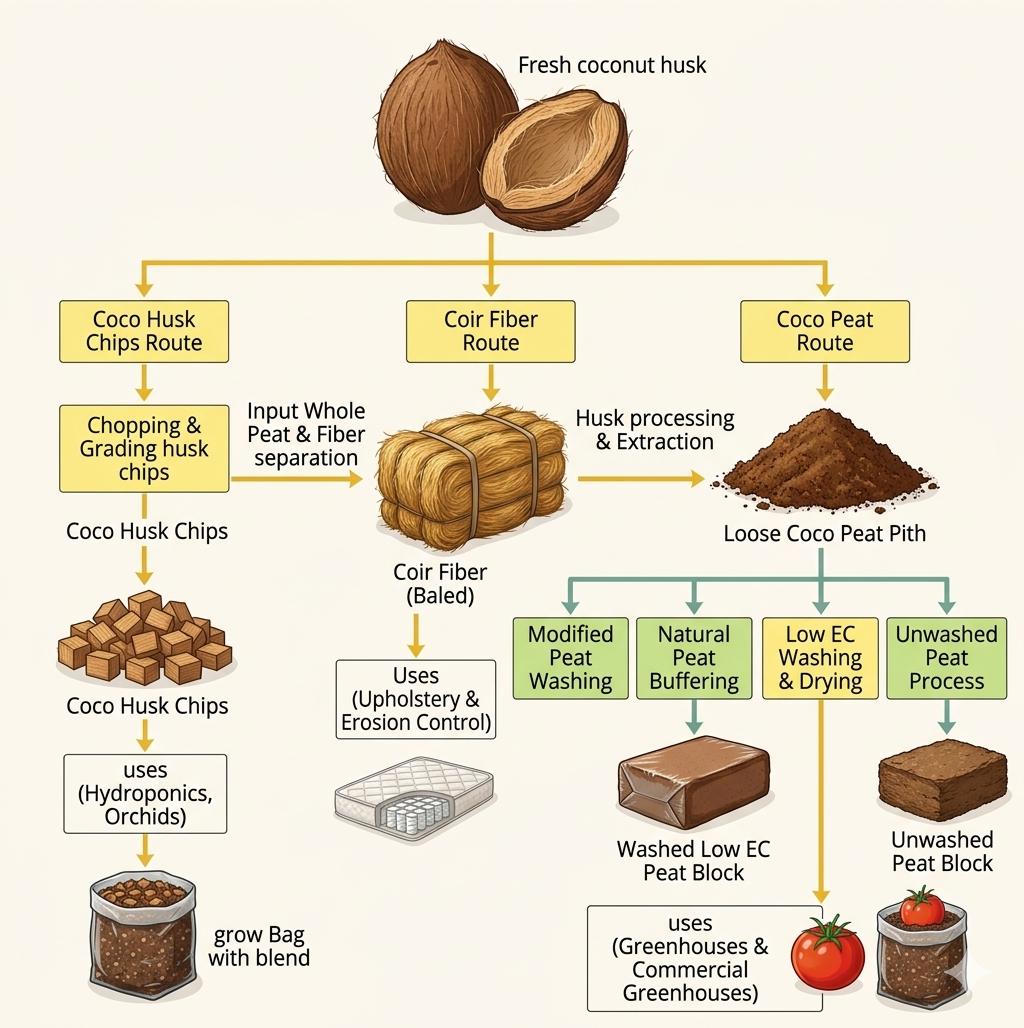 Coconut Husk Processing Flowchart