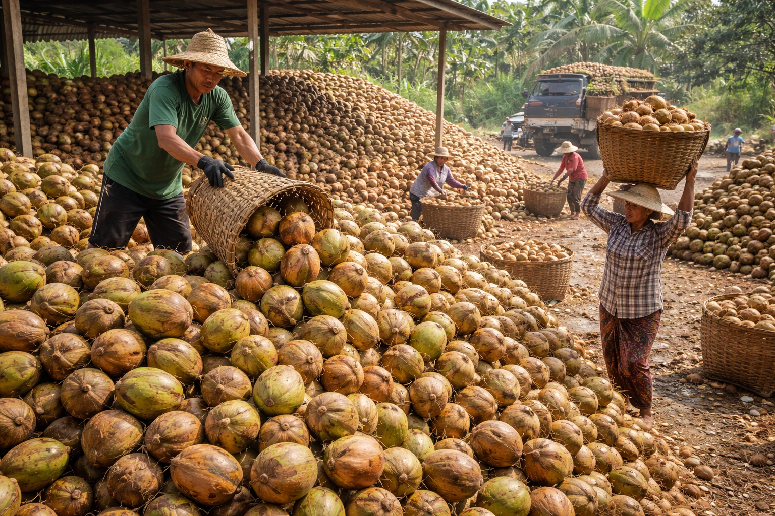 Coconut husk collection